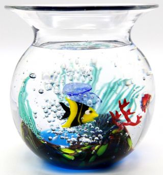 Murano Elio Raffaeli Jellyfish Fish Aquarium Art Glass Sculpture Bowl