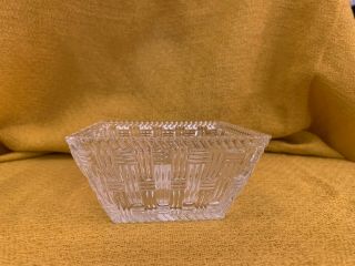 Tiffany & Co.  Glass 4 " Basket Weave Crystal Candy Dish In Iconic Box