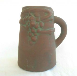 Vintage Peters & Reed Moss Aztec Pottery Signed Frank Ferrell Tankard Grape Mug