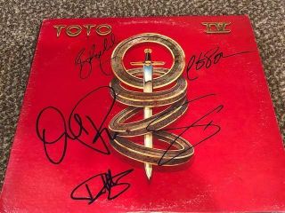 Toto Group Signed Autographed Toto Iv Record Album Lp Steve Lukather,