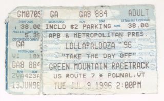 Metallica The Ramones Soundgarden Rancid Melvins 7/9/96 Pownal Vt Ticket Stub