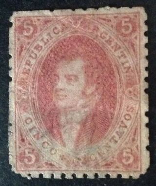 Argentina 1864 5 Cent Red Rivadavia Stamp