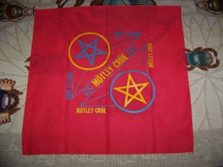 Vintage 1980s Motley Crue Red Bandana Tapestry Flag Headband Banner Scarf