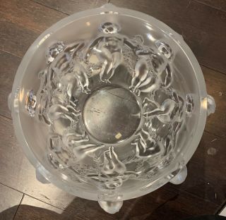 Lalique Art Glass Luxembourg Cherubs Frosted French Crystal Bowl Vase,  8 1/2 "