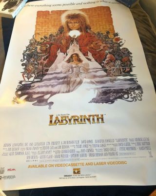 Labyrinth Movie Poster 26” X 40” David Bowie 1986