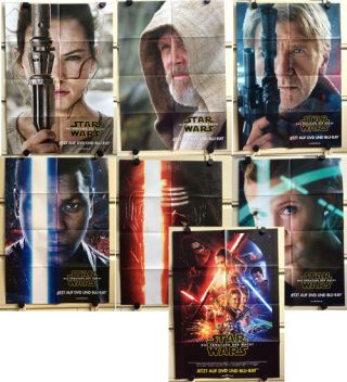 Star Wars Force Awakens Posters Set 7 Dvd Store Promo Movie Portraits Luke Han