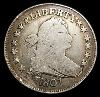 1807 Draped Bust Half Dollar 50c Coin W/ Vg Details
