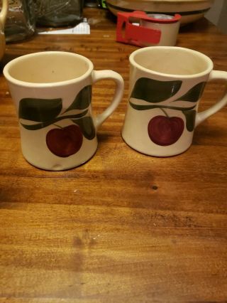 Set Of 2 Vintage Watt Pottery Apple Coffee Mugs Cups 121