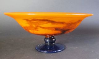 Muller Freres Luneville French Art Deco Glass Bowl Compote C.  1920 Antique,