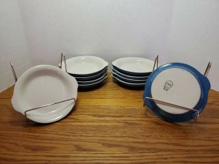 10 Vintage Hall Pottery Individual Au Gratin Baking Dish 513 Blue 6.  25 " Round