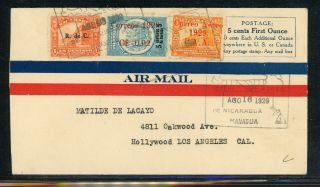 Nicaragua Postal History: Lot 176 1929 Air 27c Managua - Hollywood Calif $$$