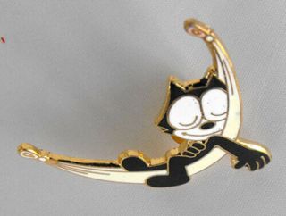 Rare Felix The Cat On The Moon Metal Pin 1.  5 Inch Demons And Merveilles
