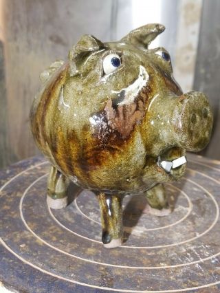 Catawba Valley Pottery Piggy Bank Face Jug Michael Ball Southern Folk Art
