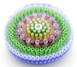Wonderful Baccarat Concentric Millefiori Cane Art Glass Paperweight Box And