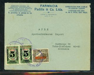 Nicaragua Postal History: Lot 162 1936 7c Franking Commercial Leon - Hamburg $$