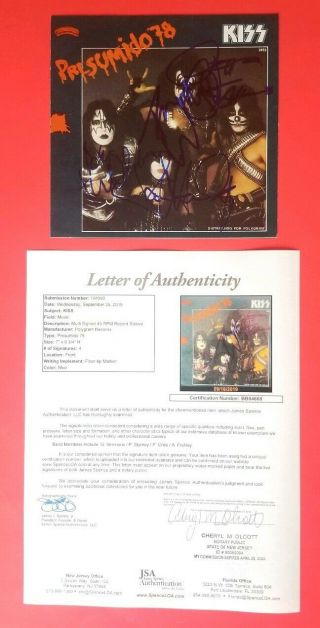 Kiss Complete X4 Signed Record Simmons Stanley Criss Frehley With Jsa Psa