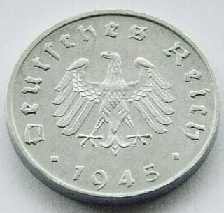 German Coin 1945 F 10 Reichspfennig Zinc Allied Occupation 3rd Reich Ww2,  Rare,