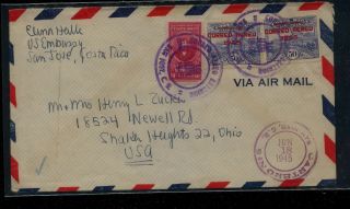 Costa Rica Airmail Cover To Us 1945 Kl0430