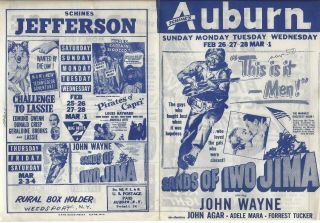 1950 Movie Herald John Wayne " Sands Of Iwo Jima " Auburn Theater Ny