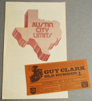 1981 Austin City Limits Program Ticket Guy Clark Old Number 1