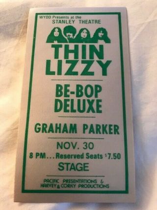 Thin Lizzy - Be Bop Deluxe - Backstage Pass Stanley Theater Pittsburgh 11/30/76