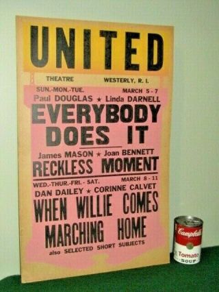 United Movie Theater Vintage Poster 1950 