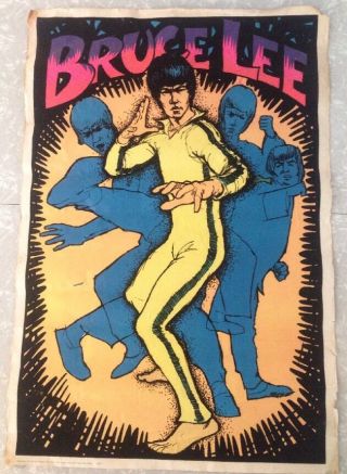 Rare Vintage Bruce Lee Kung Fu Blacklight Poster Movie Retro Wall Decor