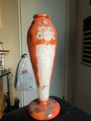Le Verre Francais Cameo Art Glass Vase Signed Charder