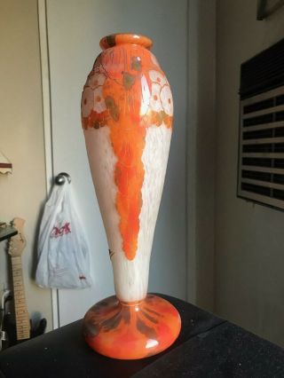 Le Verre Francais Cameo Art Glass Vase Signed Charder 3
