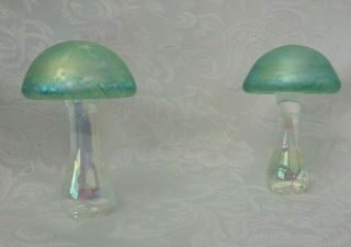 Heron Glass - Two Green Mushrooms - Seconds - Gift Boxes - Made In England
