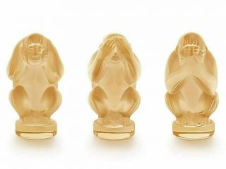 Lalique Wisdom " 3 Wise Monkeys " Gold Lustre.  Ref: 10490500
