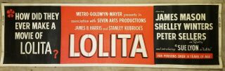 Lolita James Mason Shelley Winters 1962 24x82 Movie Poster Banner