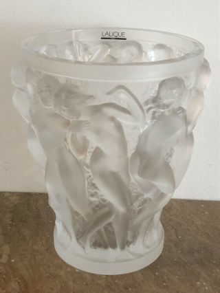 Lalique Bacchantes Crystal Vase France - Nudes 1927 Design Signed 9 3/4 " Tall