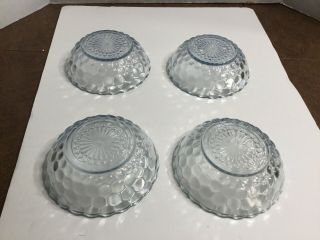 4 Vintage Anchor Hocking 5 1/2” Saphire Blue Bubble Glass CEREAL BOWLS 2