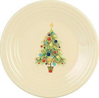 Fiesta Christmas Tree 9 " Luncheon Plate Ivory Set Of 8