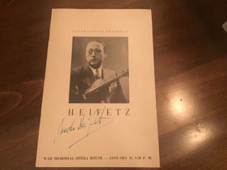1930’s Violinist Jascha Heifetz Signed Autographhed Program