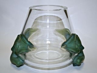 $9,  000 Rare Vintage Lalique - France Two Green Ladies Crystal Vase - 10.  5” X 8.  5 "