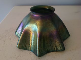 Tiffany Studios Favrile Glass Lamp Shade For Candlestick Candle Holder