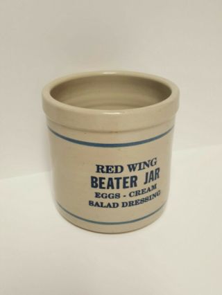Red Wing Beater Jar Stoneware Crock Minn.  Blue Band Eggs Cream Salad Dressing