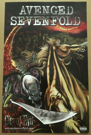 Avenged Sevenfold Rare 2005 Promo Poster For City Of Evil Cd 11x17 Usa