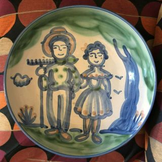 Ma Hadley Pottery Large Bowl After Grant Wood American Gothic Folk Art