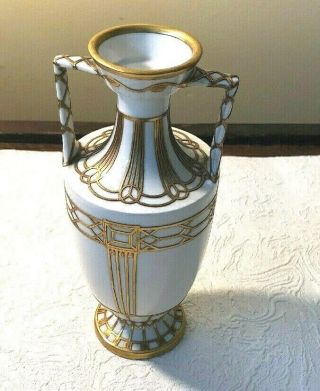 Antique Kpm Berlin Porcelain Vase Gold Overlay