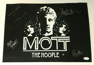 Mott The Hoople Poster Signed By 5 Hunter Ralphs Watts Buffin Allen W/ Jsa,