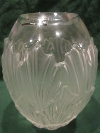 Lalique French Crystal " Sandrift " Vase,  Signed And Paperwork,  121500