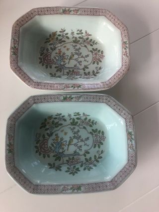 Adams Calyx Ware Singapore Bird Oval Vegetable Bowl 10 " Set Of 2 Red Stamps