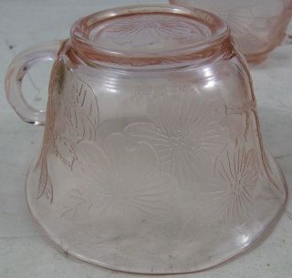 4 Vintage 1930 ' s Dispersion Pink Glass Dogwood Tea Cups 2