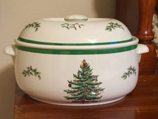 Spode Christmas Tree Large Oval Baking Dish With Lid - Imperial Cookware