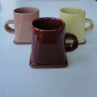 3 Modern 1997 Paul Eshelman Pottery Speckled Glaze Coffee Tea Mugs Cups Risd