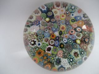 Salvador Ysart Closepack Complex Millefiori Cane Paperweight With Ground Base
