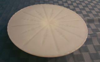 Vintage White Milk Glass Cake Serving Stand Plate Platter Pedestal Raised Tray